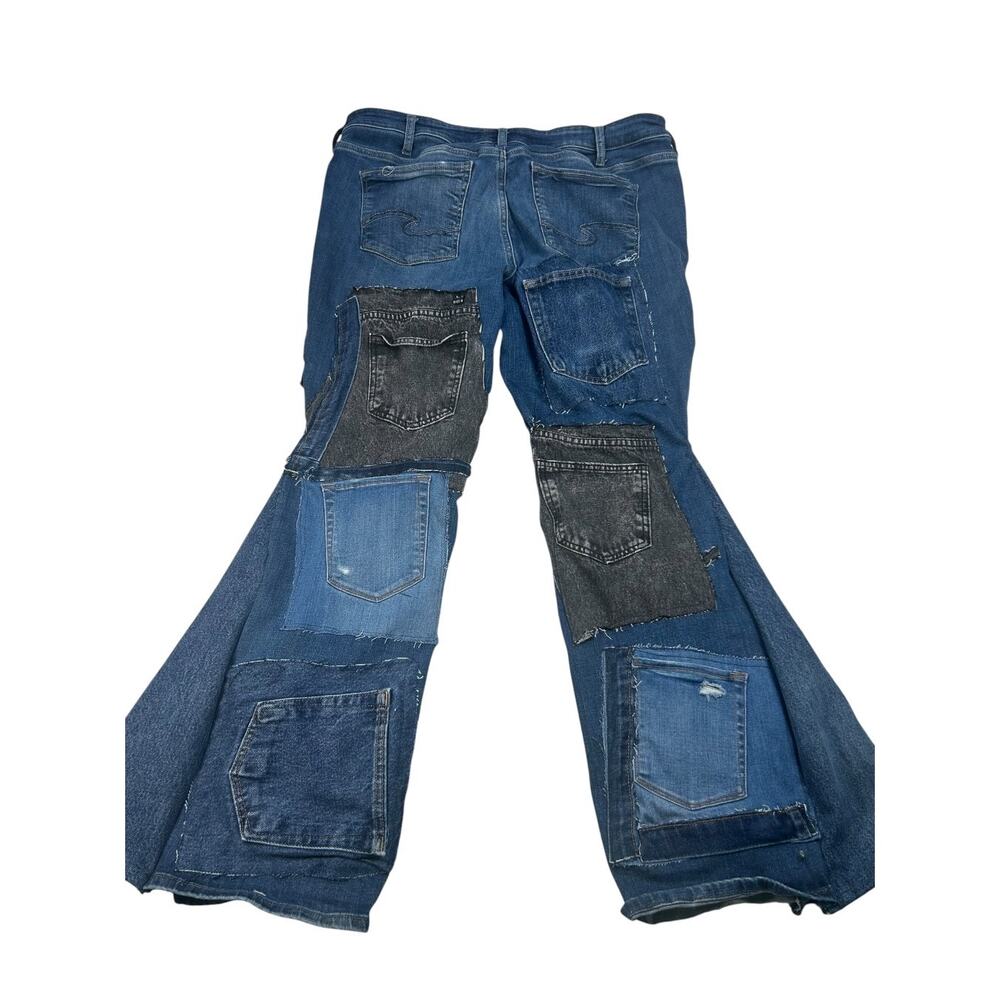 Silver Jeans Co Women’s 18W/L35 Upcycled Patchwork Flare Jeans Boho Y2K OOAK - Picture 11 of 16